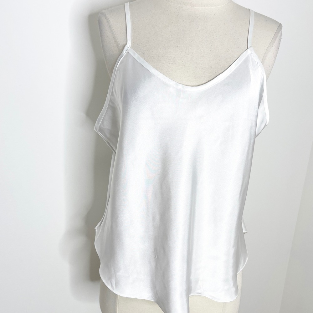Secret Treasures White Satin Camisole Top V-Neck Adjustable Straps Size L 220251